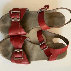 Red Leather Mary Jane Sandals